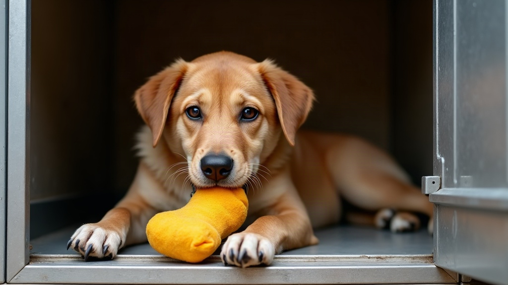 High-anxiety dog in a crate